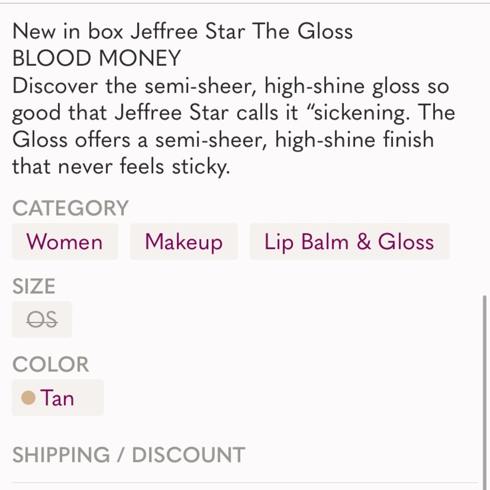 Jeffree Star Blood Money The Gloss high shine lip gloss new in package - Picture 4 of 4